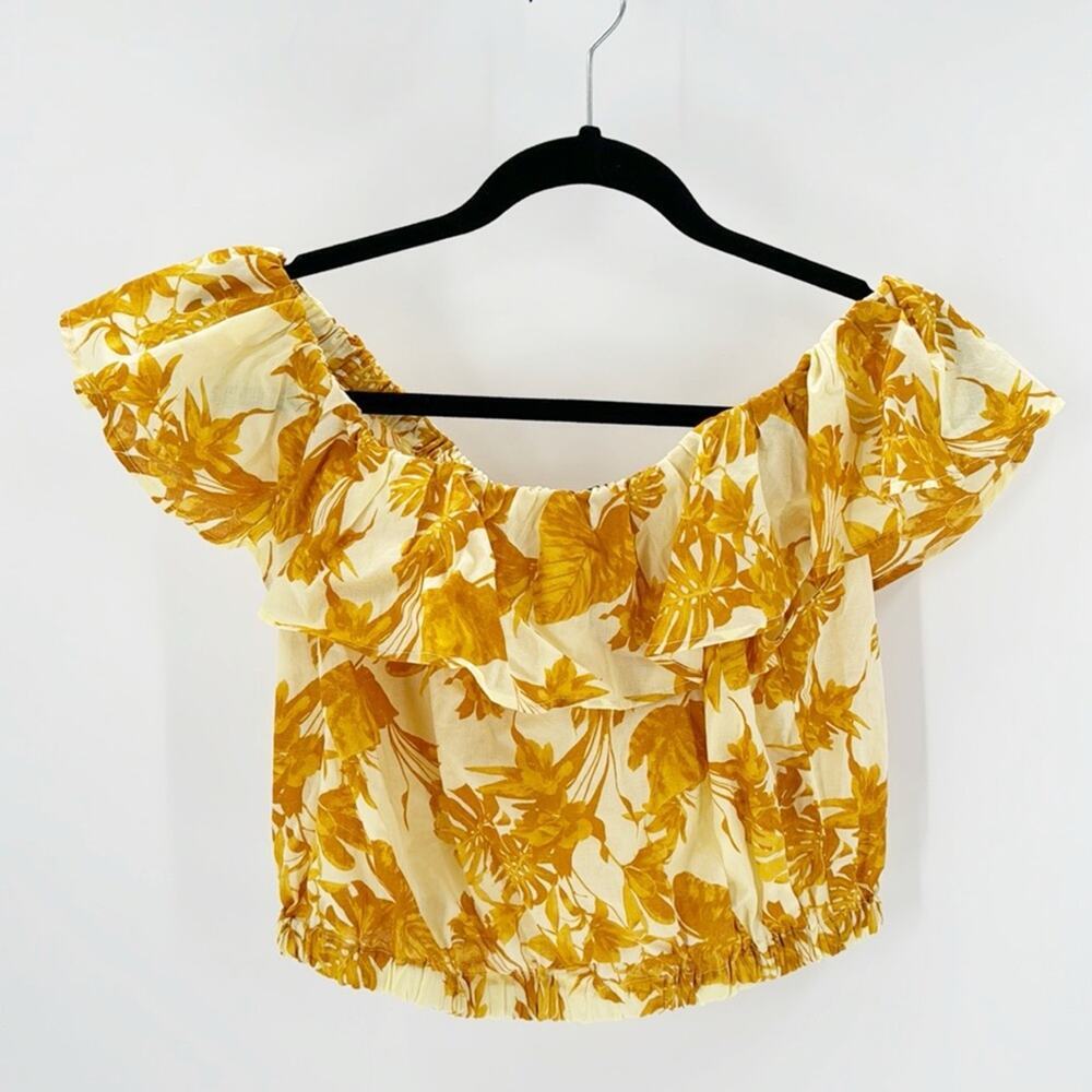 Banana Republic golden rays cropped off shoulder peasant top summer size XS